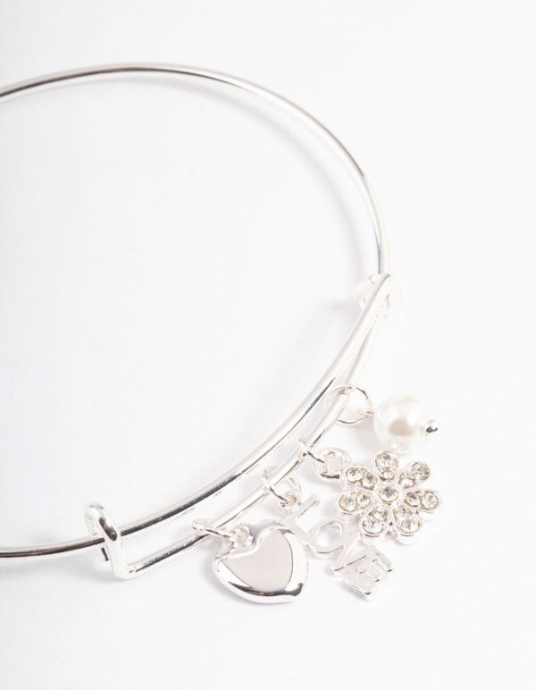 Silver Love Mix Charm Bangle Fashion - Image 2