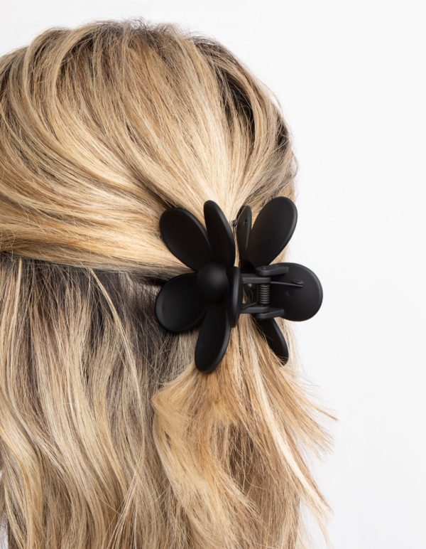 90s Black Daisy Flower Claw Clip Hot on Sale - Image 2