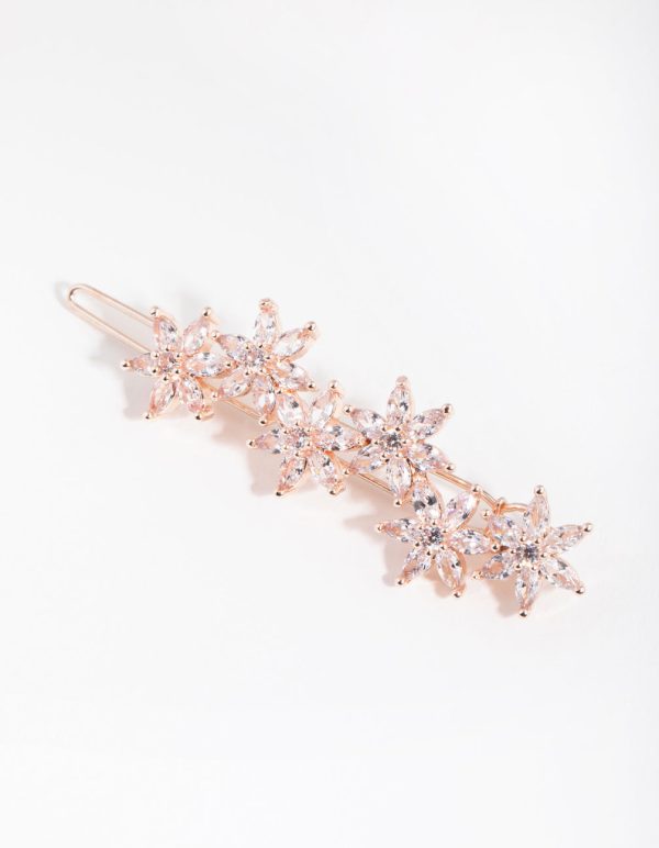 Rose Gold Cubic Zirconia Flower Clip Online Hot Sale