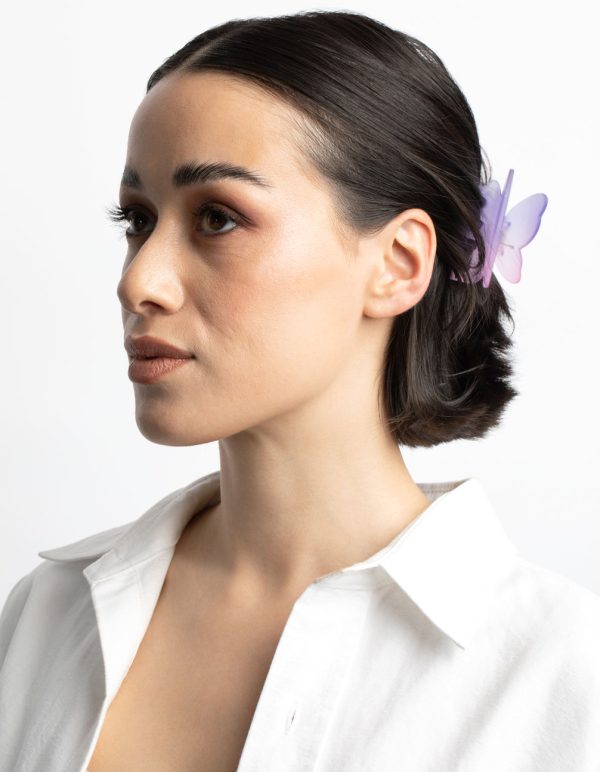 90s Purple Pink Ombre Butterfly Claw Clip Online Sale - Image 2