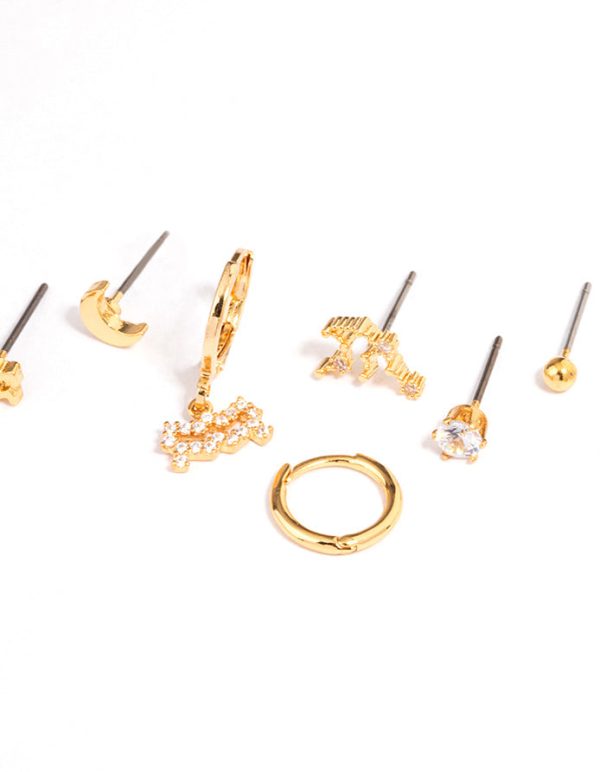Gold Plated Aquarius Star Sign Ear Stackers Online - Image 2