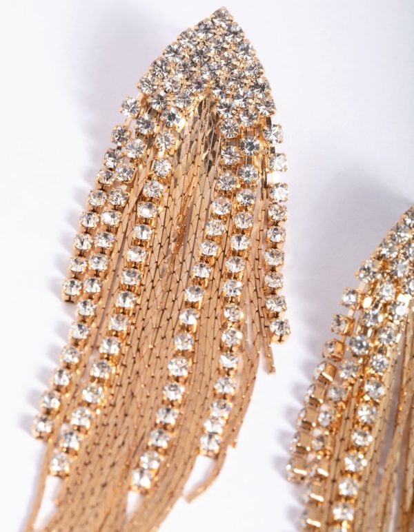 Gold Flat Chain Drop Earrings Online now - Image 3