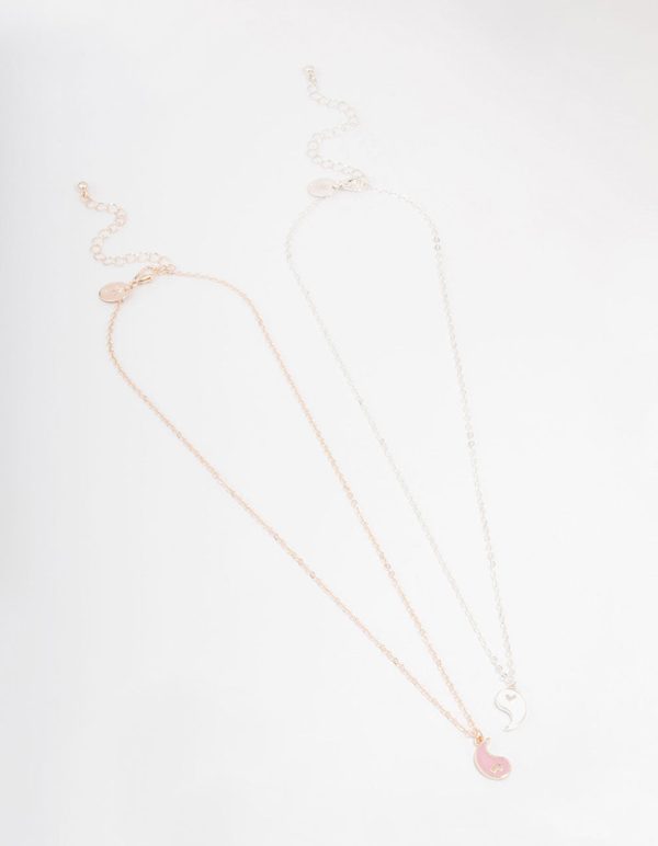 Two-Toned Heart Yin & Yang Necklace Pack Cheap - Image 2