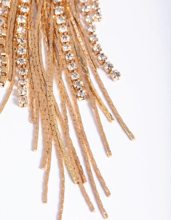 Gold Flat Chain Drop Earrings Online now - Image 4