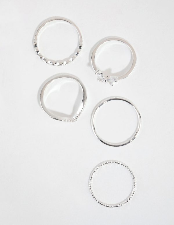 Silver Cubic Zirconia Butterfly Ring Pack For Cheap
