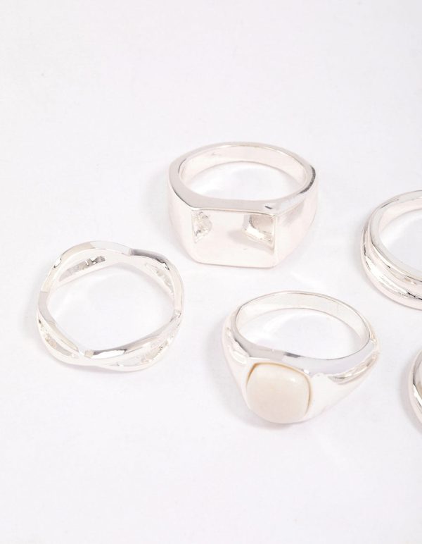Silver Organic Signet Ring Pack For Discount - Image 2
