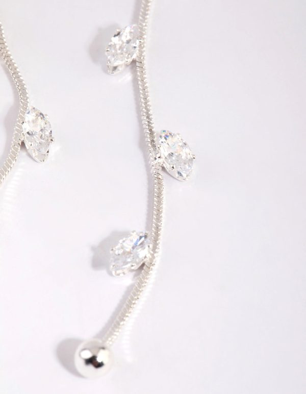 Silver Cubic Zirconia Flower Vine Drop Earrings Online now - Image 3
