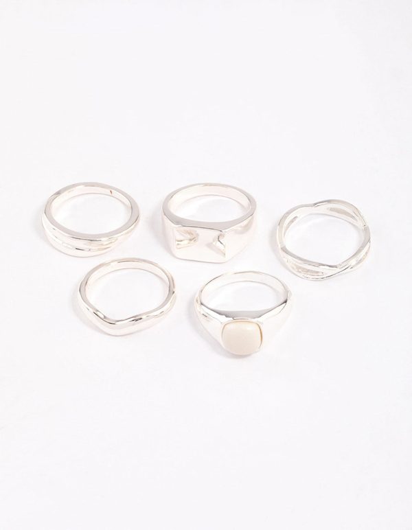 Silver Organic Signet Ring Pack For Discount - Image 4