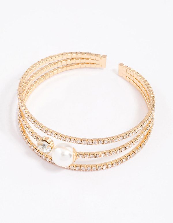 Gold Pearl Cupchain Wrist Cuff Supply