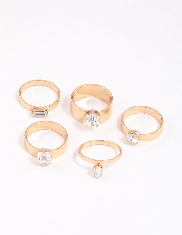 Gold Mixed Shape Clean Ring Pack Online now