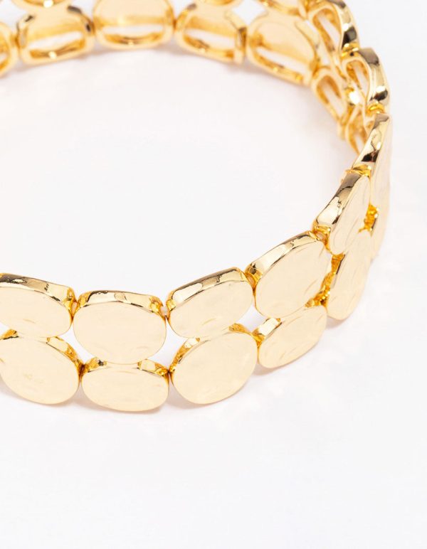 Gold Plated Stretch Hammered Bangle For Discount - Image 2
