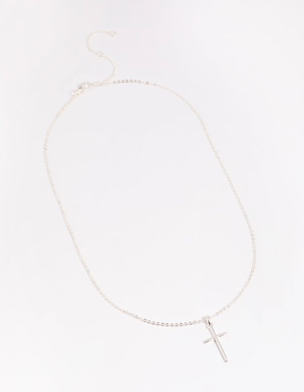 Silver Plated 45cm Cross Necklace Supply - Image 2