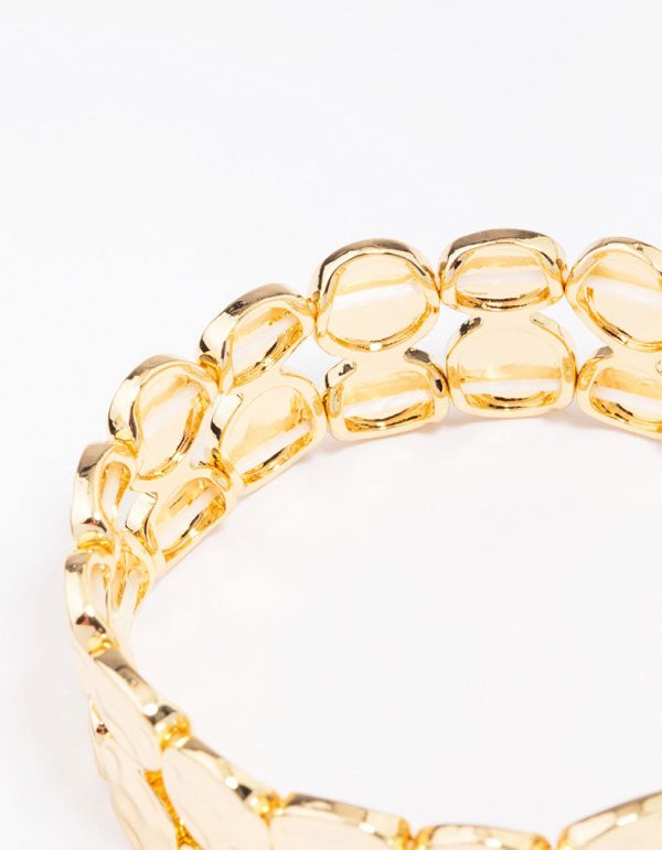 Gold Plated Stretch Hammered Bangle For Discount - Image 3