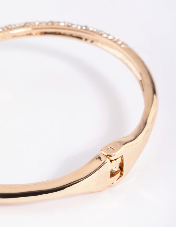 Gold Diamante Snake Hinge Bracelet Online - Image 4