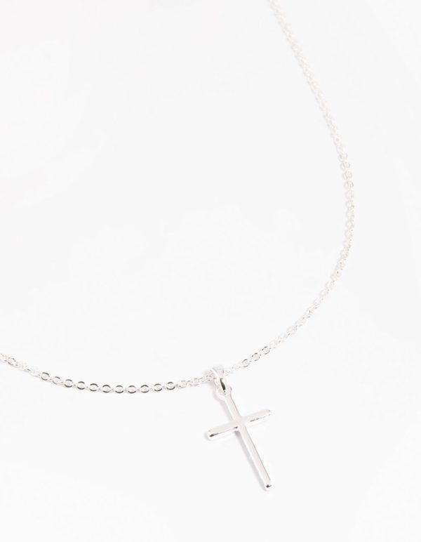 Silver Plated 45cm Cross Necklace Supply