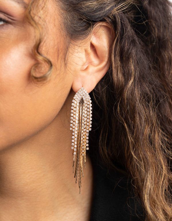 Gold Flat Chain Drop Earrings Online now - Image 2