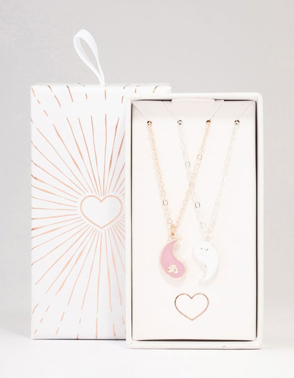 Two-Toned Heart Yin & Yang Necklace Pack Cheap - Image 3