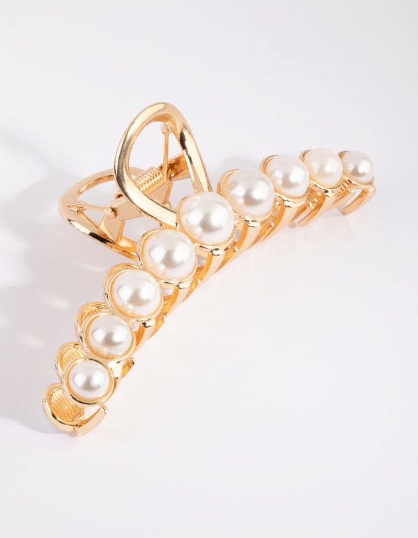Gold Pearl Lady Finger Claw Clip For Cheap - Image 2