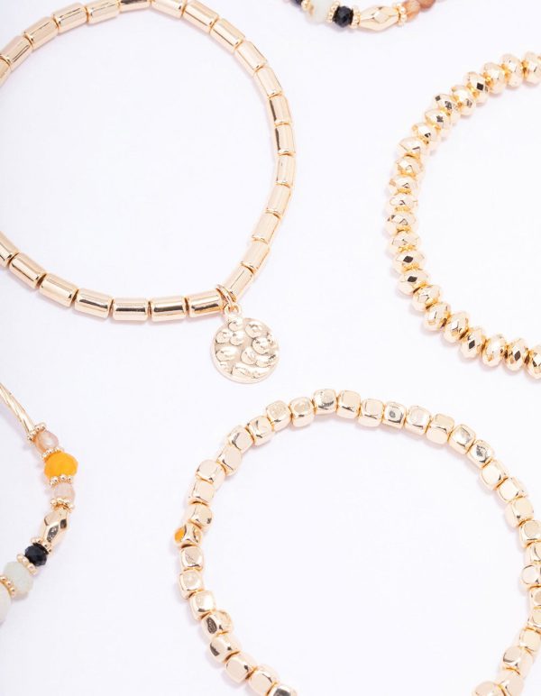 Gold Evil Eye Beaded Bracelet 6-Pack Online Sale - Image 2