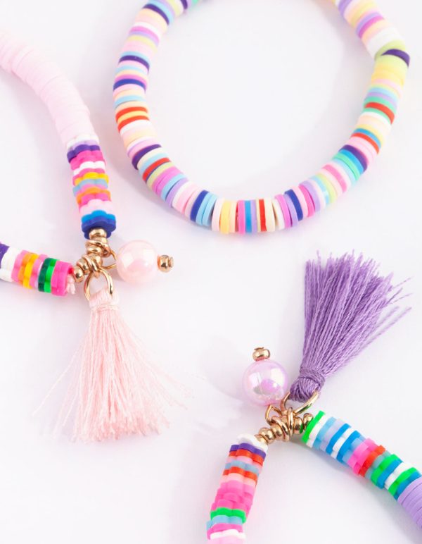 Kids Beaded Tassel Stretch Bracelet Pack Fashion - Image 3
