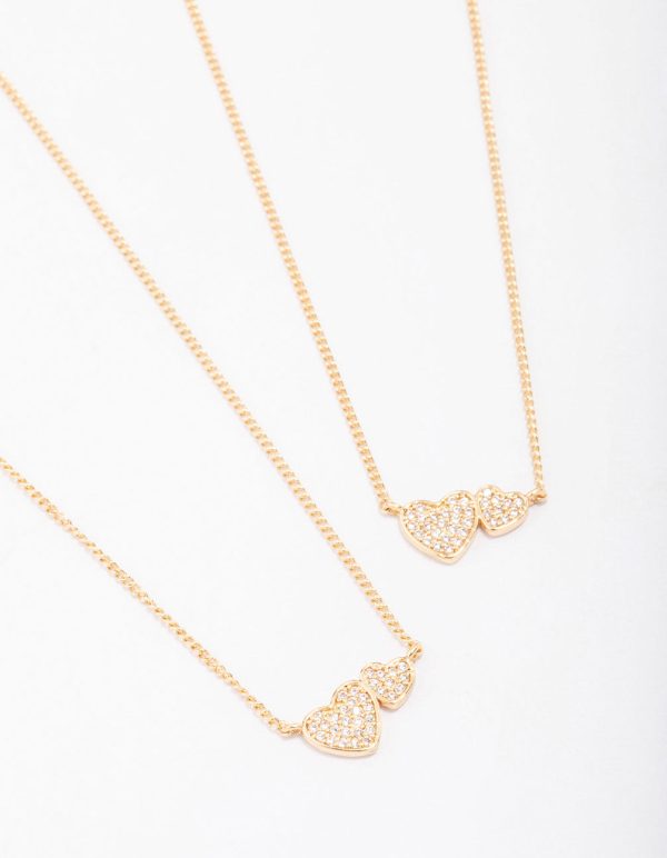 Gold Plated Cubic Zirconia Link Heart Necklace Pack Cheap