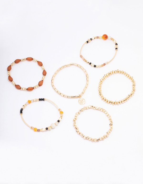 Gold Evil Eye Beaded Bracelet 6-Pack Online Sale