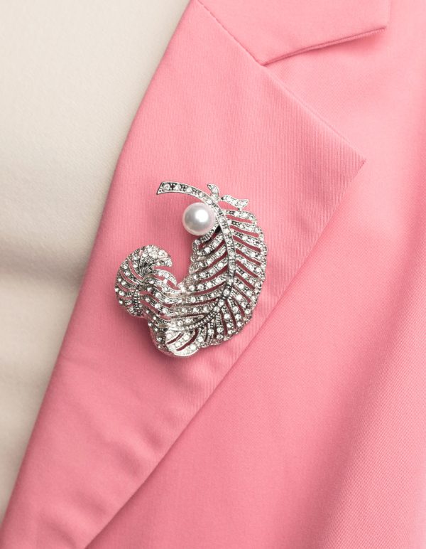 Silver Butterfly & Pearl Brooch Online Sale - Image 2