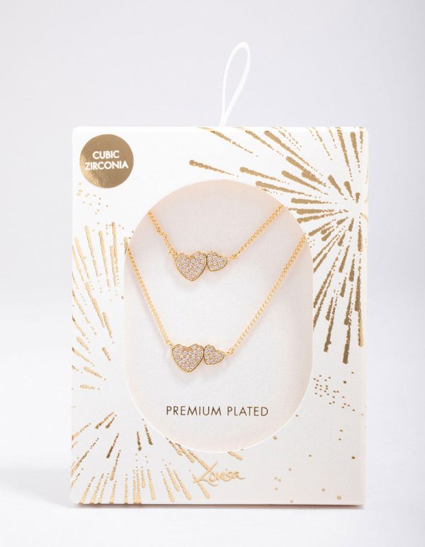 Gold Plated Cubic Zirconia Link Heart Necklace Pack Cheap - Image 2