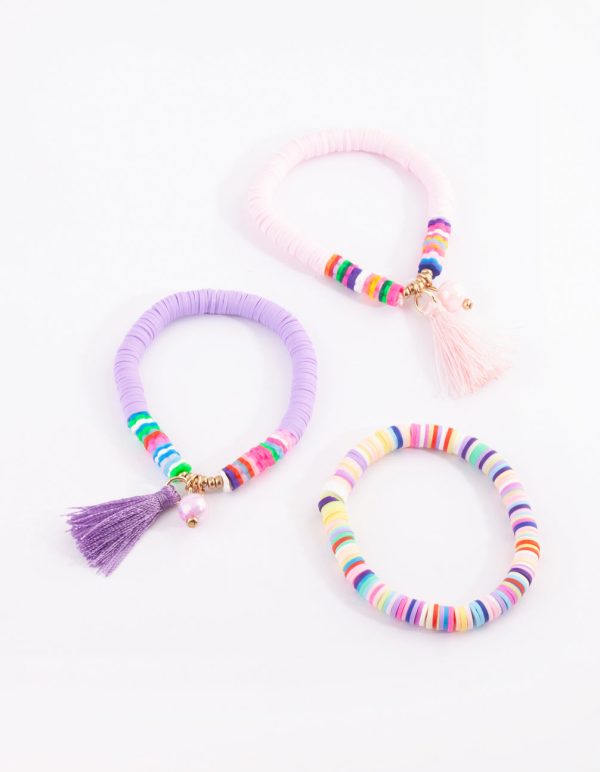 Kids Beaded Tassel Stretch Bracelet Pack Fashion