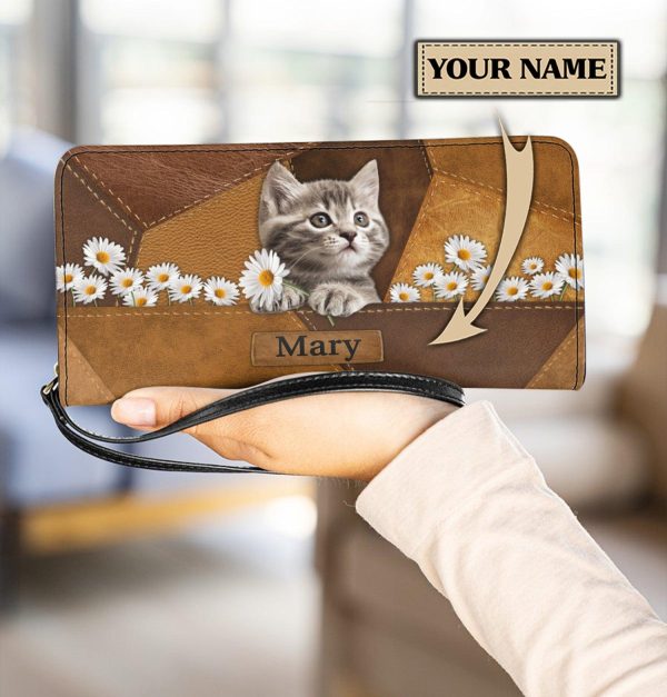 Personalized Cat Clutch Purse, Personalized Gift for Cat Lovers, Cat Mom, Cat Dad - PU306PS For Discount